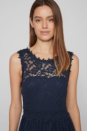 VILA Blue Sleeveless Lace And Tulle Maxi Dress - Image 4 of 7