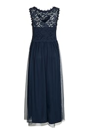 VILA Blue Sleeveless Lace And Tulle Maxi Dress - Image 7 of 7