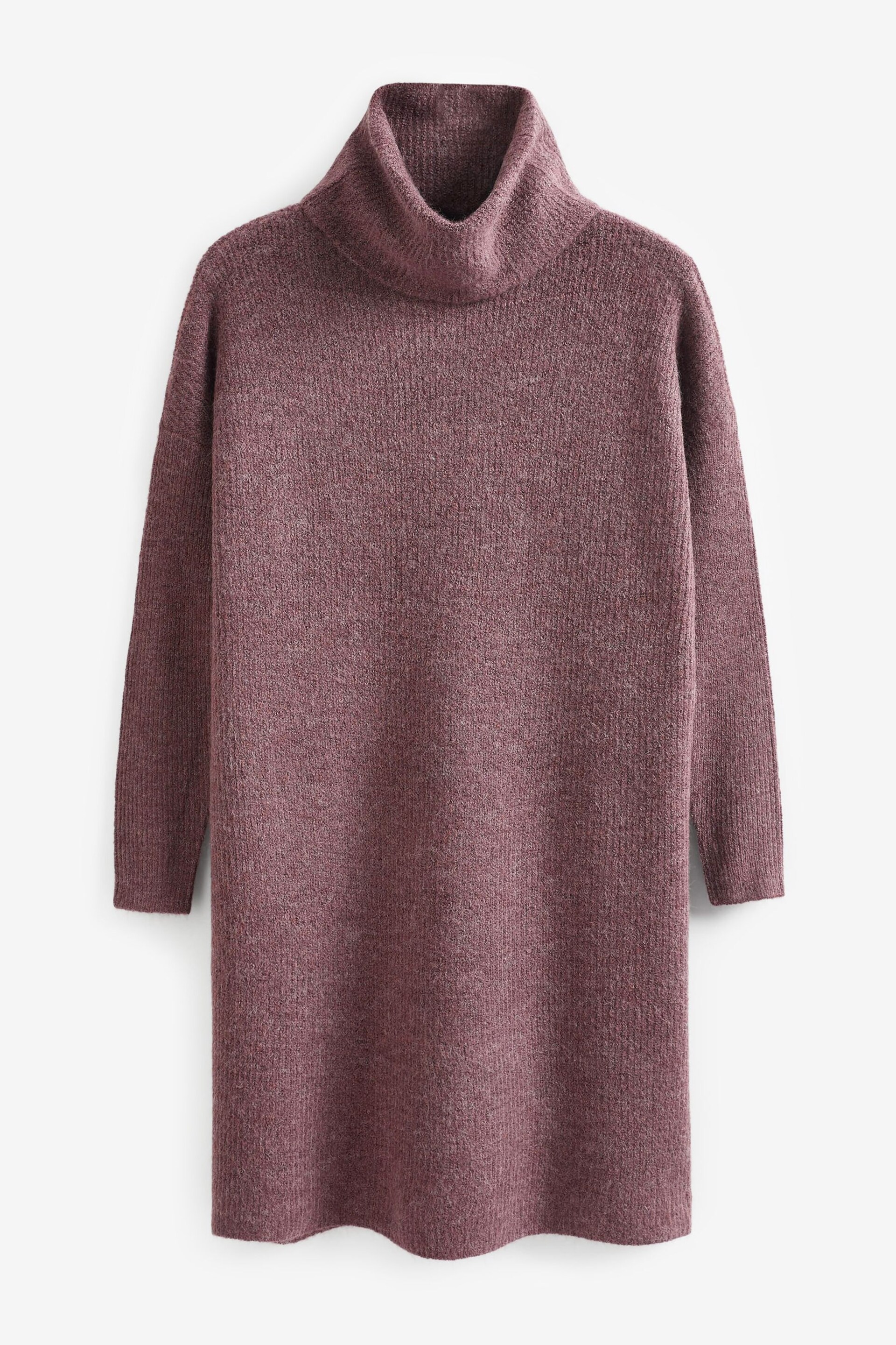 ONLY Burgundy Knitted Roll Neck Jumper Dress - Image 5 of 6