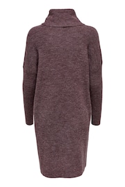 ONLY Burgundy Knitted Roll Neck Jumper Dress - Image 6 of 6