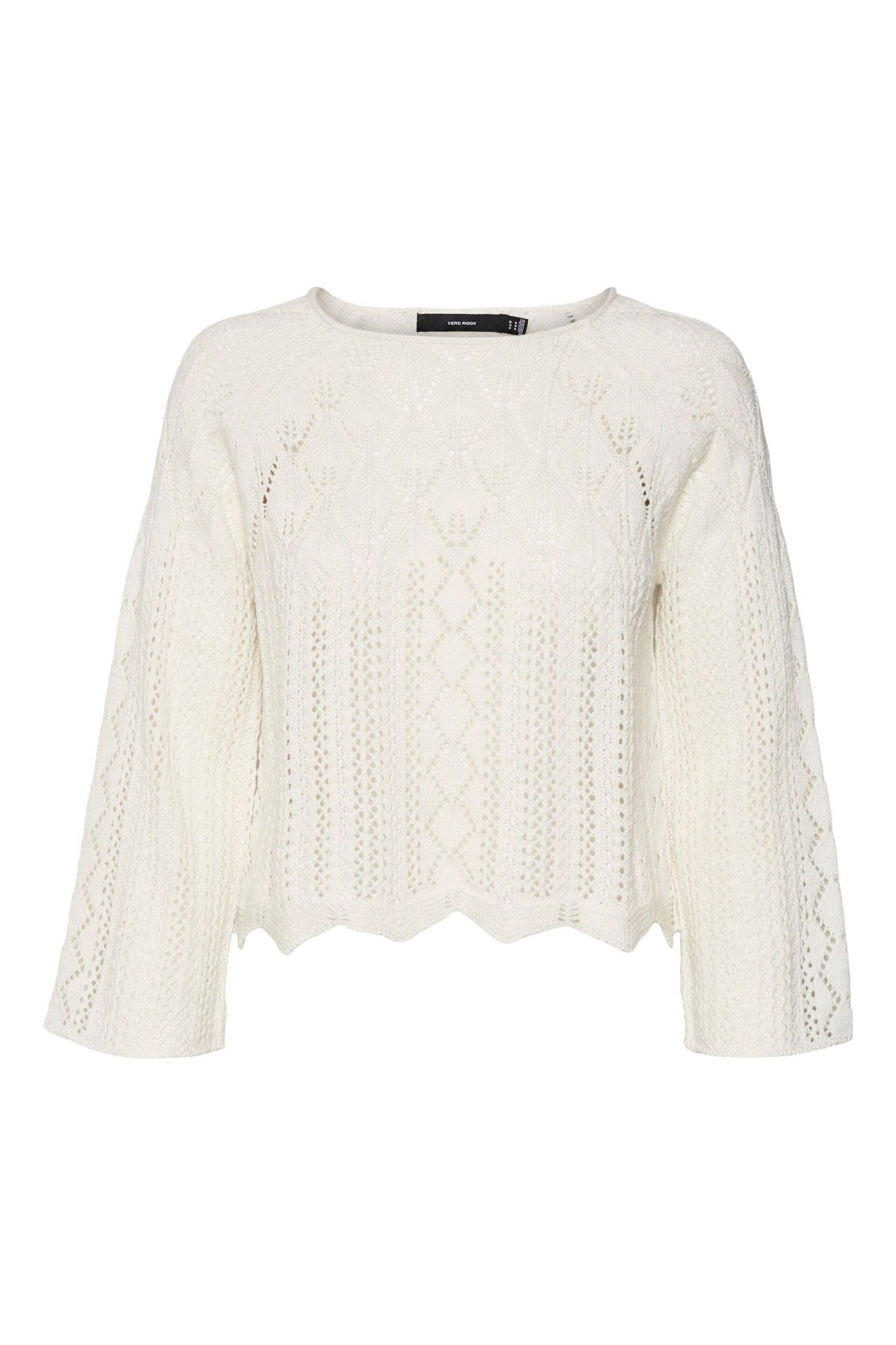 VERO MODA Cream Crochet Long Sleeve Top - Image 6 of 6