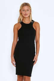 NOISY MAY Black Jersey Racer Neck Ribbed Dress - Image 1 of 5