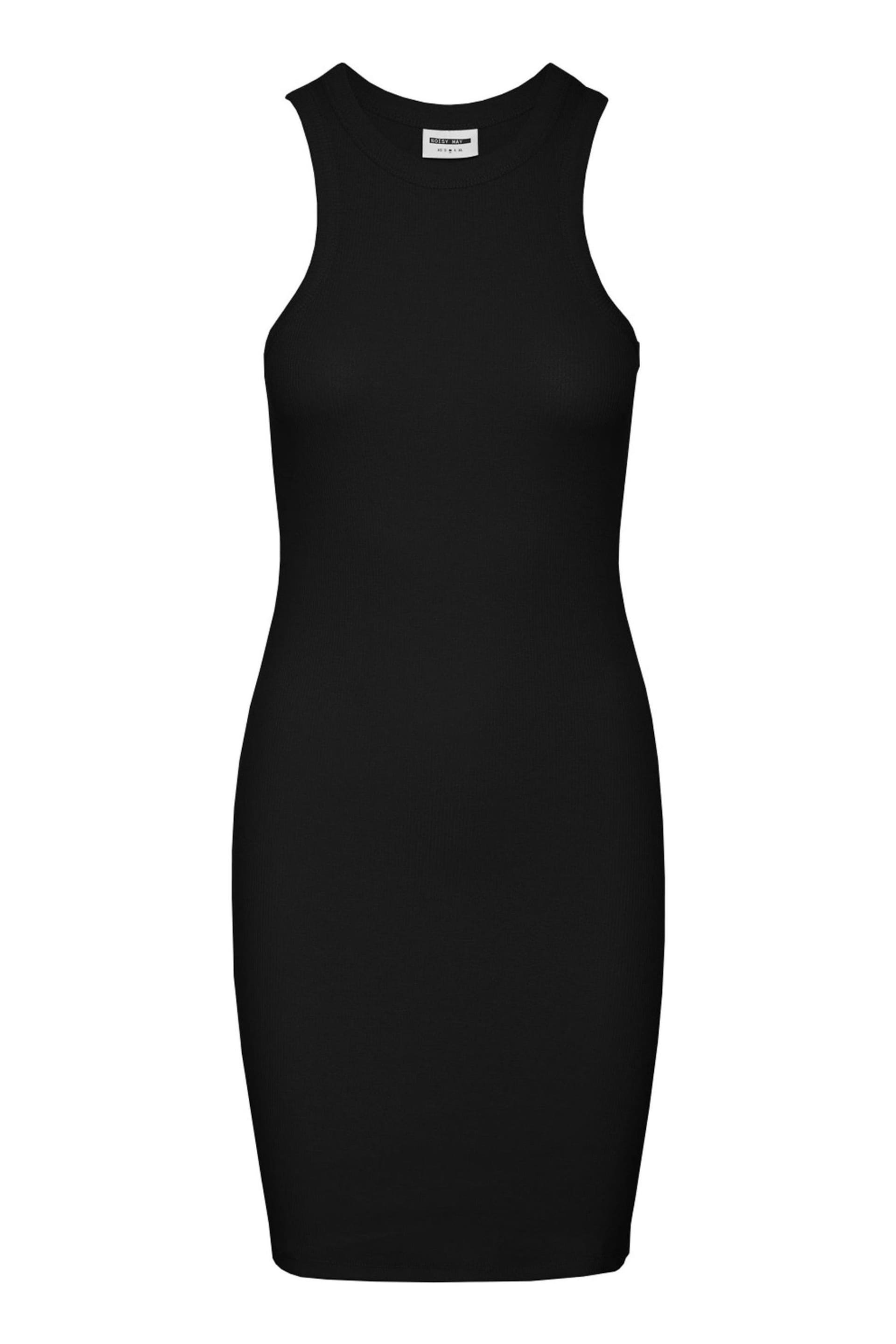 NOISY MAY Black Jersey Racer Neck Ribbed Dress - Image 5 of 5