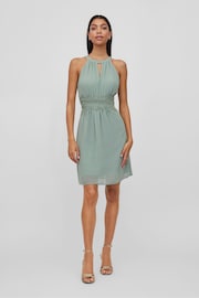 VILA Green Halter Neck Tulle Fit And Flare Dress - Image 1 of 7
