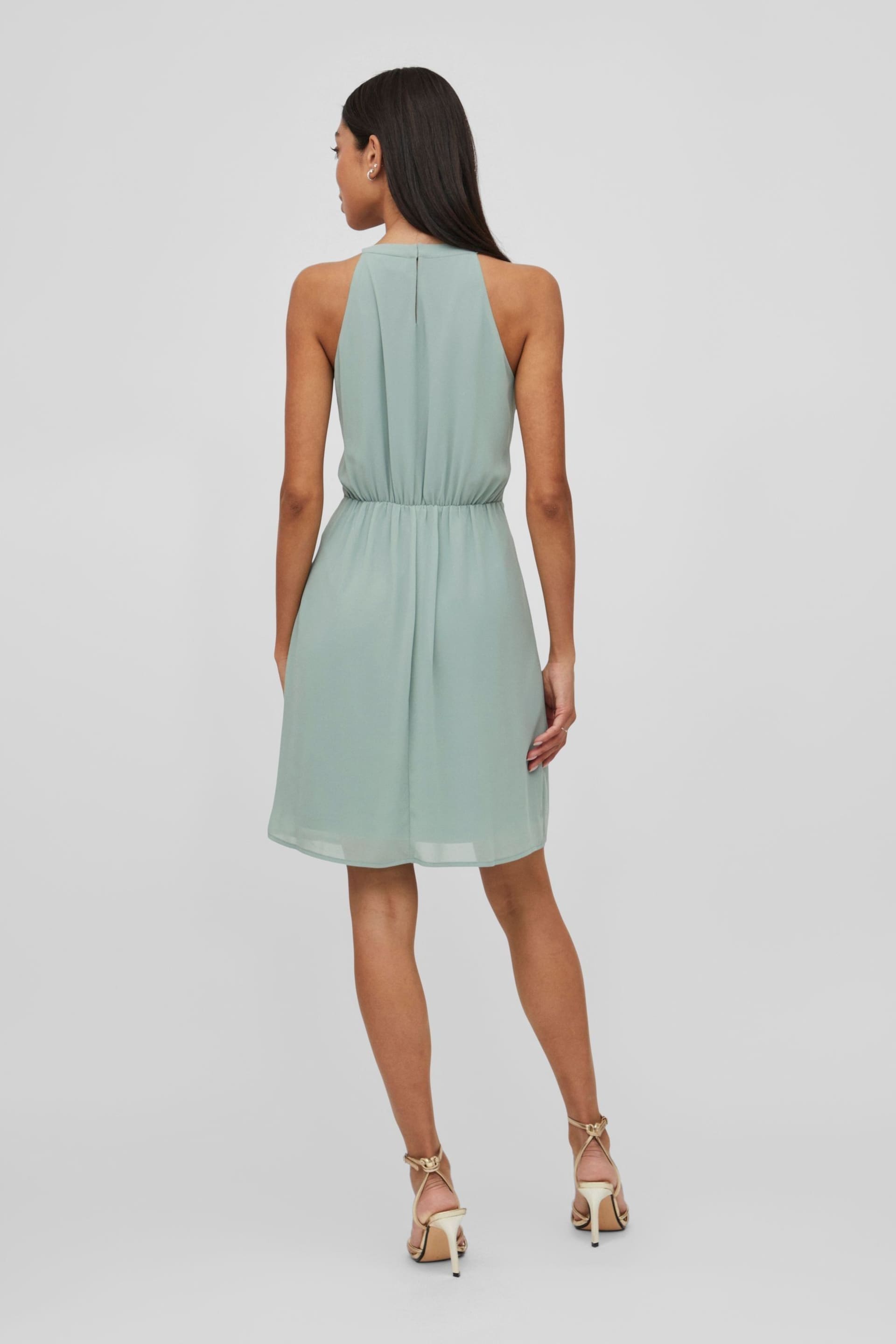 VILA Green Halter Neck Tulle Fit And Flare Dress - Image 2 of 7