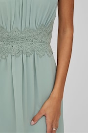 VILA Green Halter Neck Tulle Fit And Flare Dress - Image 4 of 7