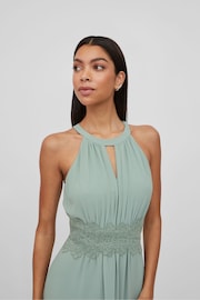 VILA Green Halter Neck Tulle Fit And Flare Dress - Image 5 of 7