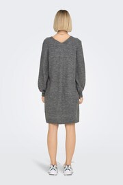 JDY Grey V-Neck Knitted Jumper Dress - Image 3 of 6