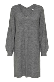 JDY Grey V-Neck Knitted Jumper Dress - Image 6 of 6