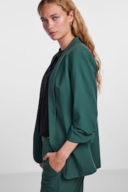 PIECES Green Ruched Sleeve Blazer - Image 4 of 5