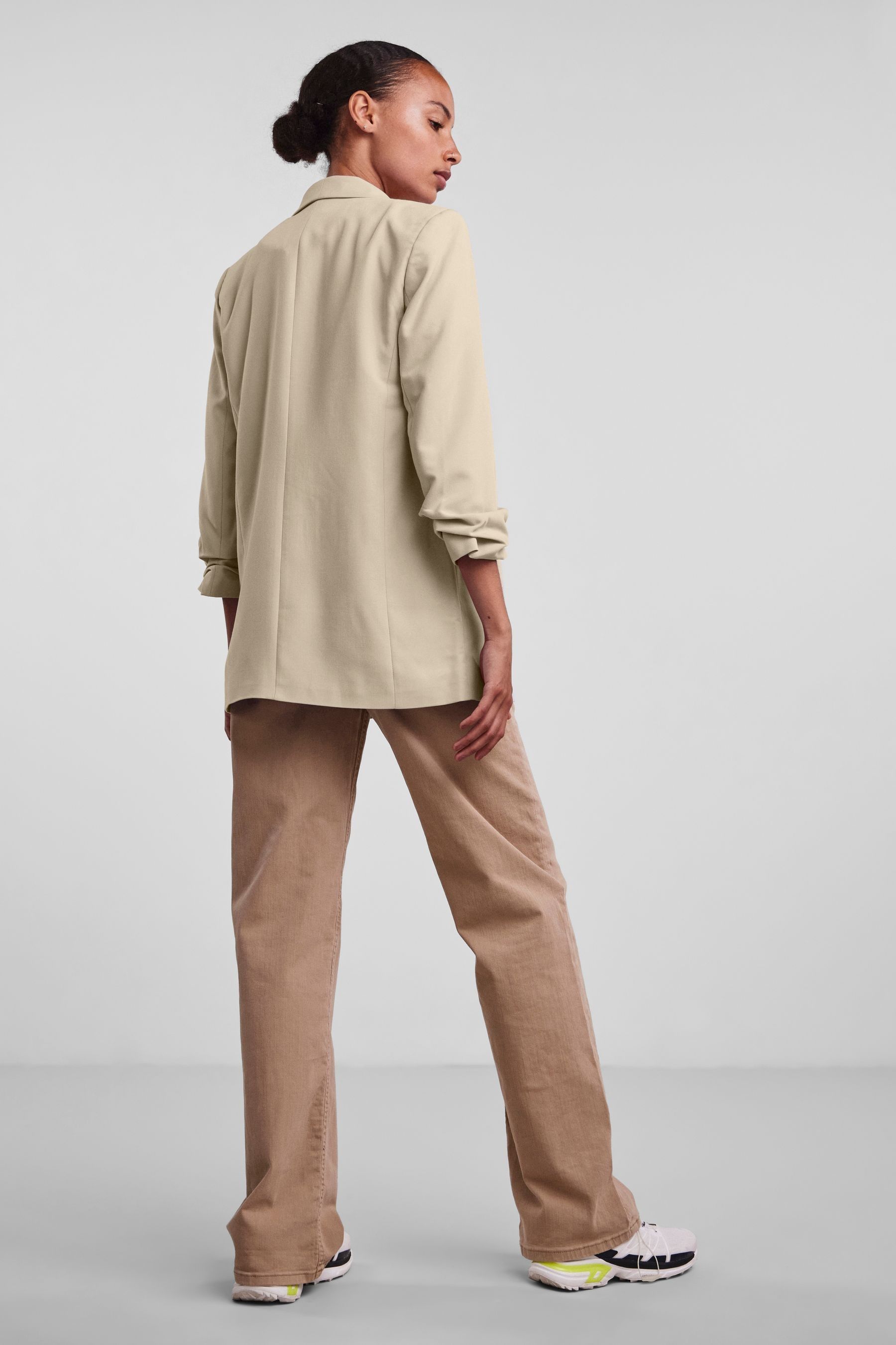Buy PIECES Cream Ruched Sleeve Blazer from the Next UK online shop
