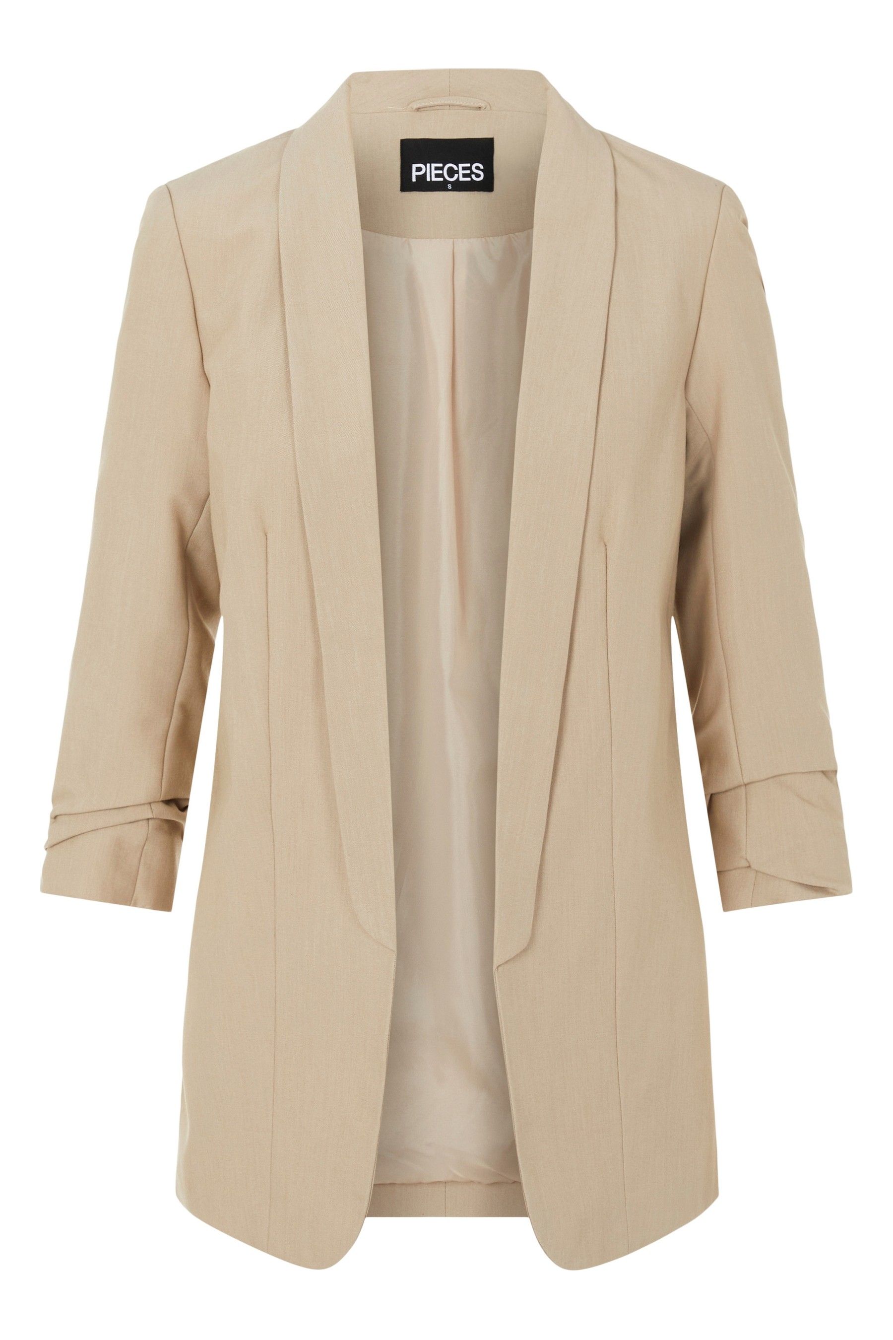 Buy PIECES Cream Ruched Sleeve Blazer from the Next UK online shop