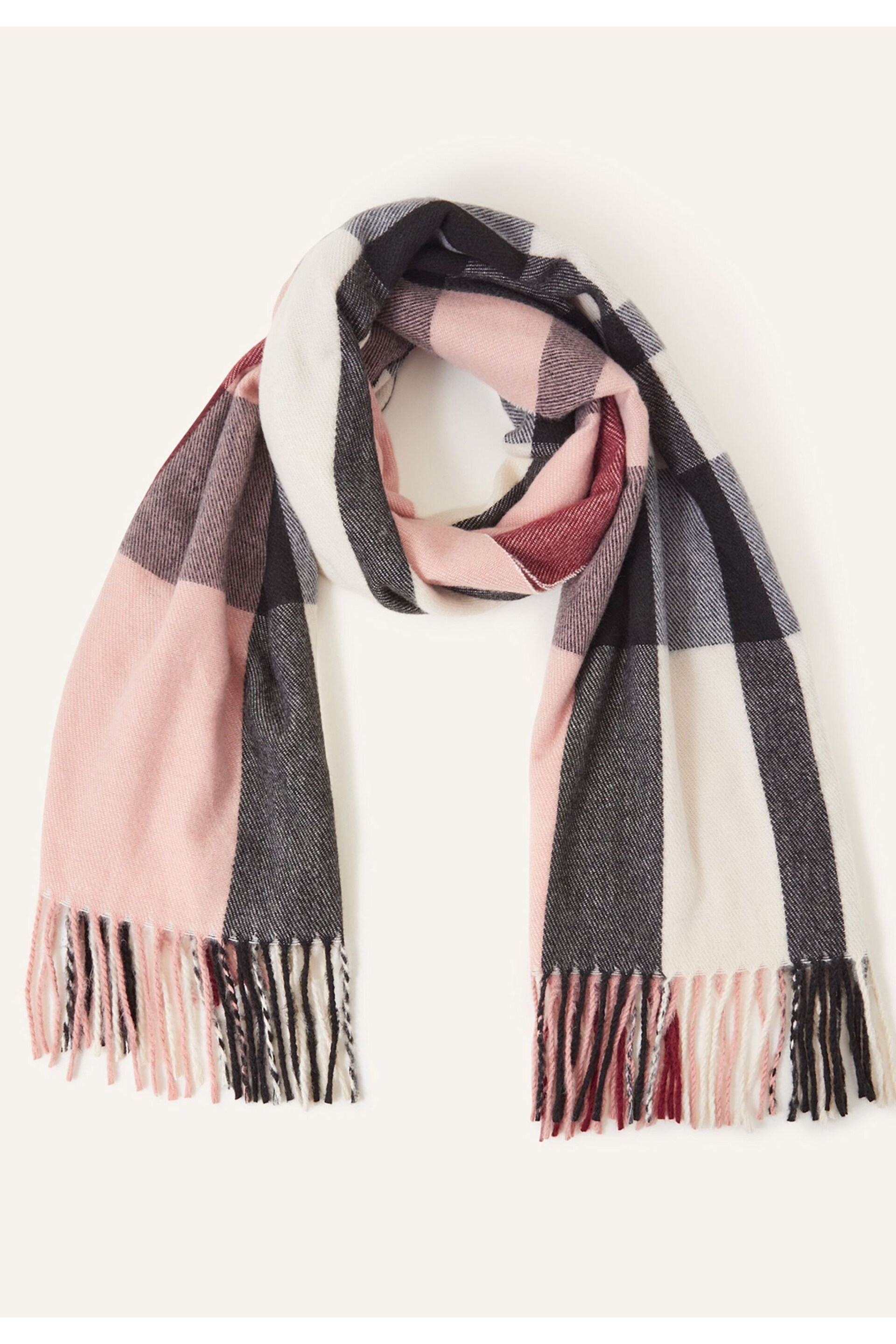 Accessorize Pink Check Blanket Scarf - Image 1 of 3