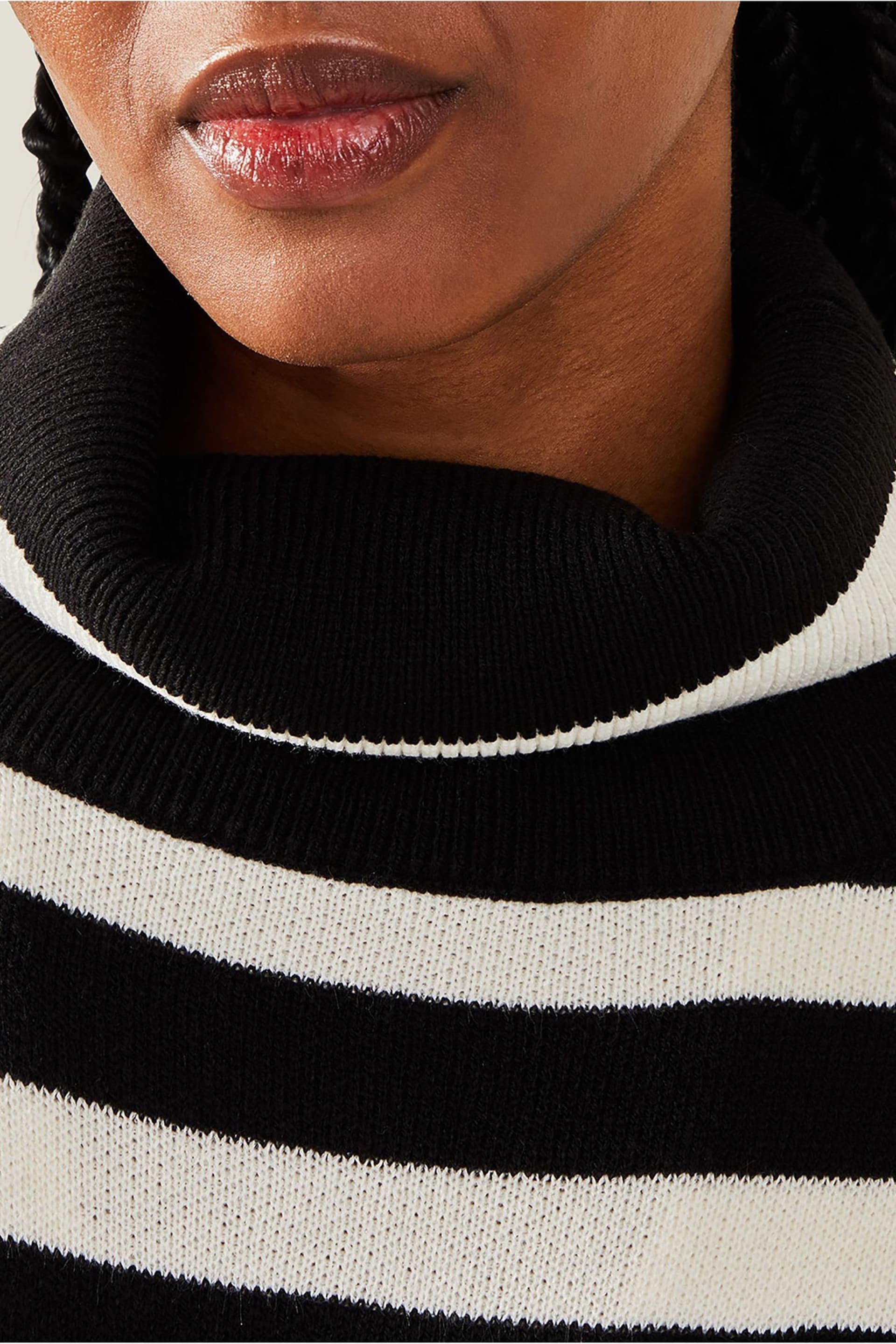 Accessorize Black Stripe Roll Neck Poncho - Image 3 of 4