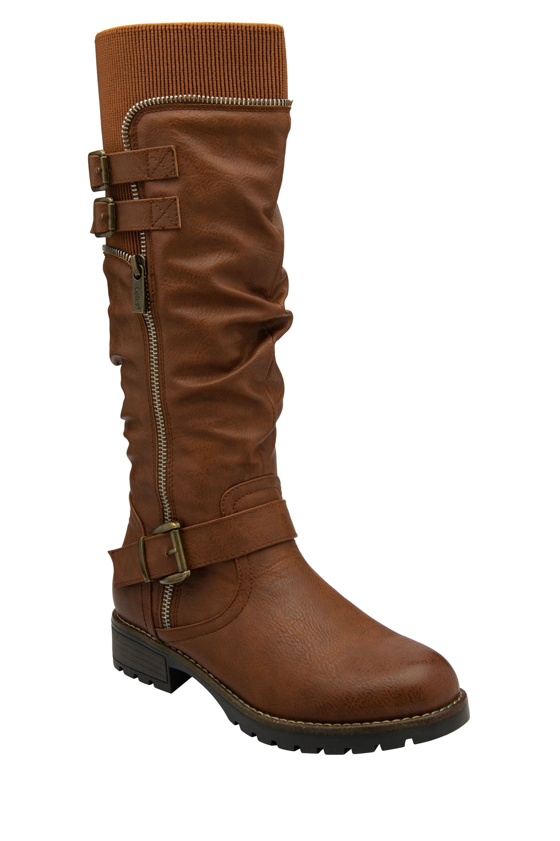 Lotus Brown Knee High Boots - Image 1 of 4