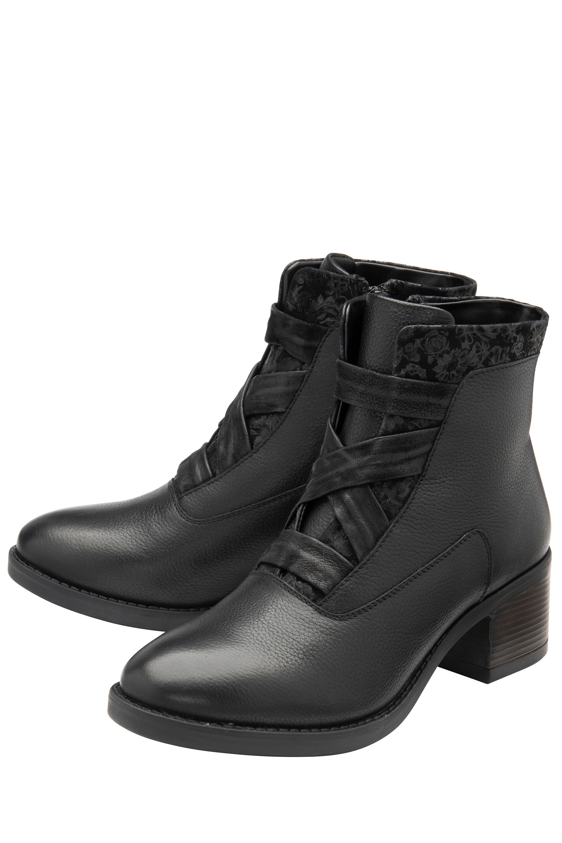 Lotus black leather ankle boots sale