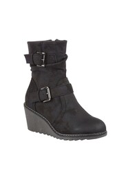 Lotus Black Wedge Ankle Boots - Image 1 of 3