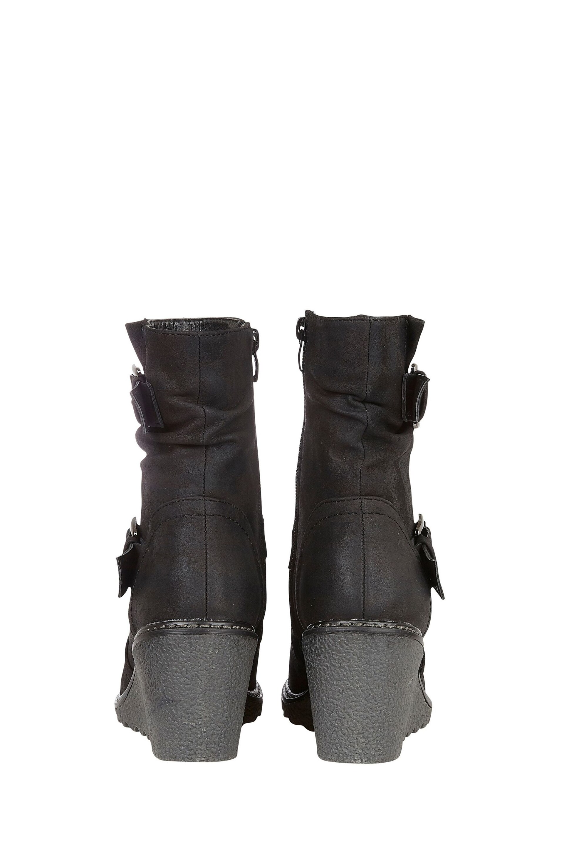 Lotus Black Wedge Ankle Boots - Image 3 of 3