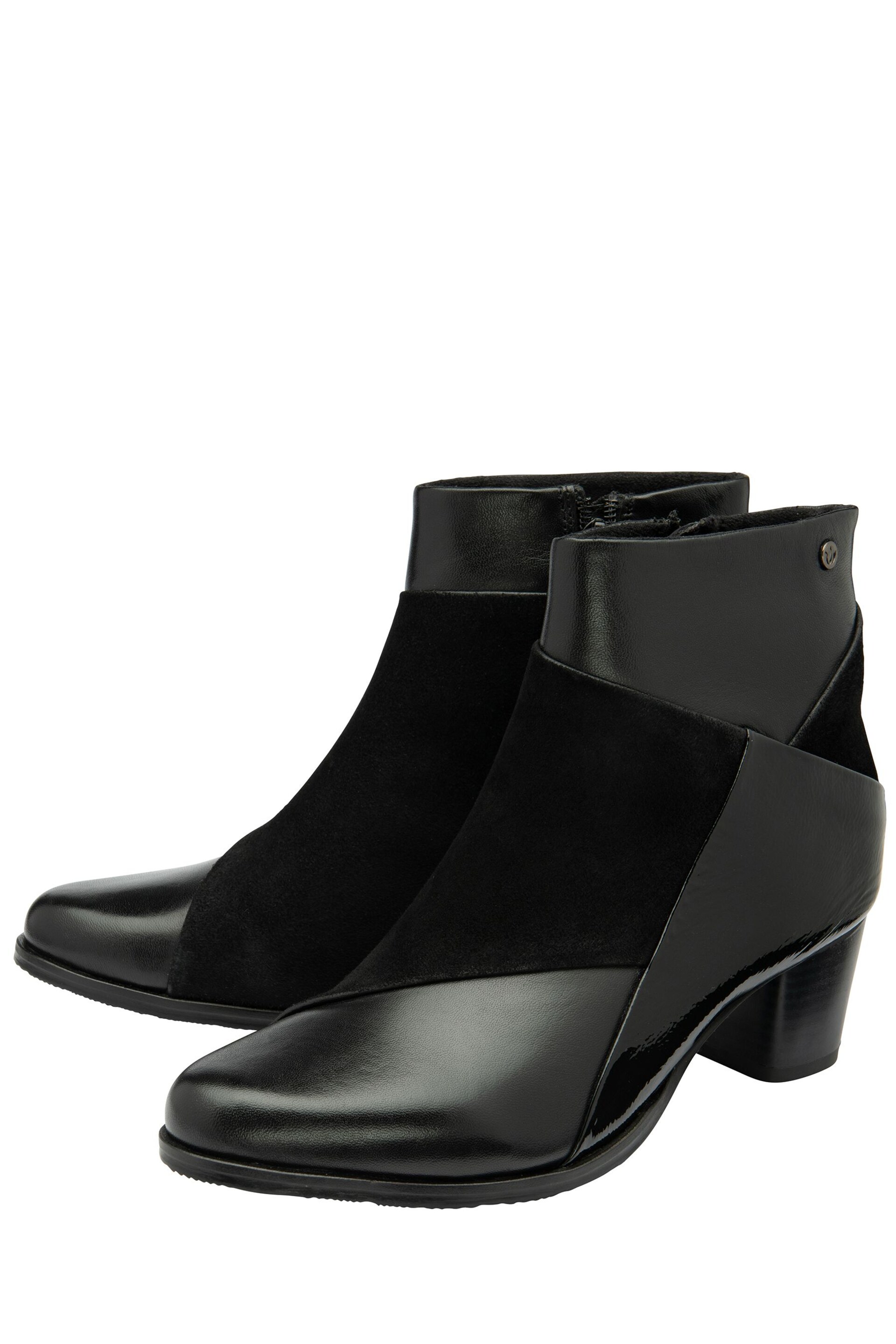 Lotus Jet Black Lace-Up Ankle Boots - Image 2 of 4