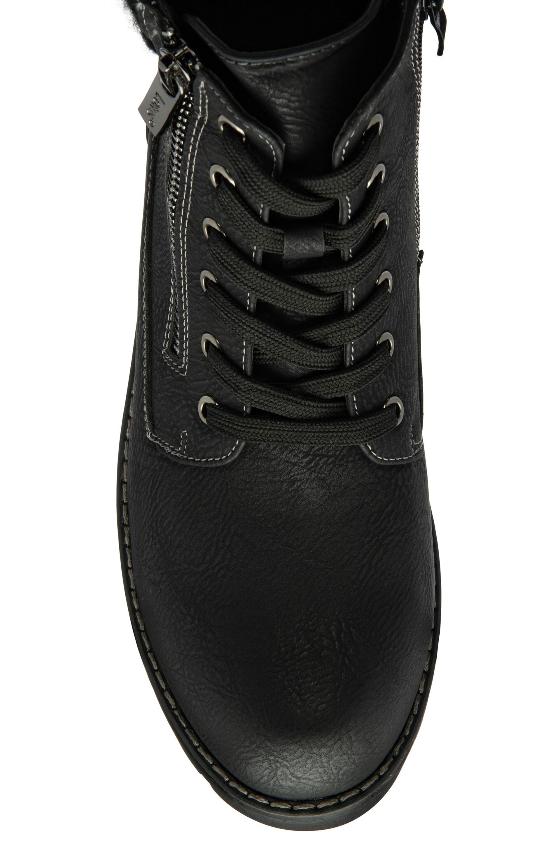Lotus Jet Black Lace-Up Ankle Boots - Image 4 of 4