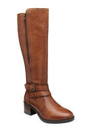 Lotus Brown Leather Knee High Boots - Image 1 of 4