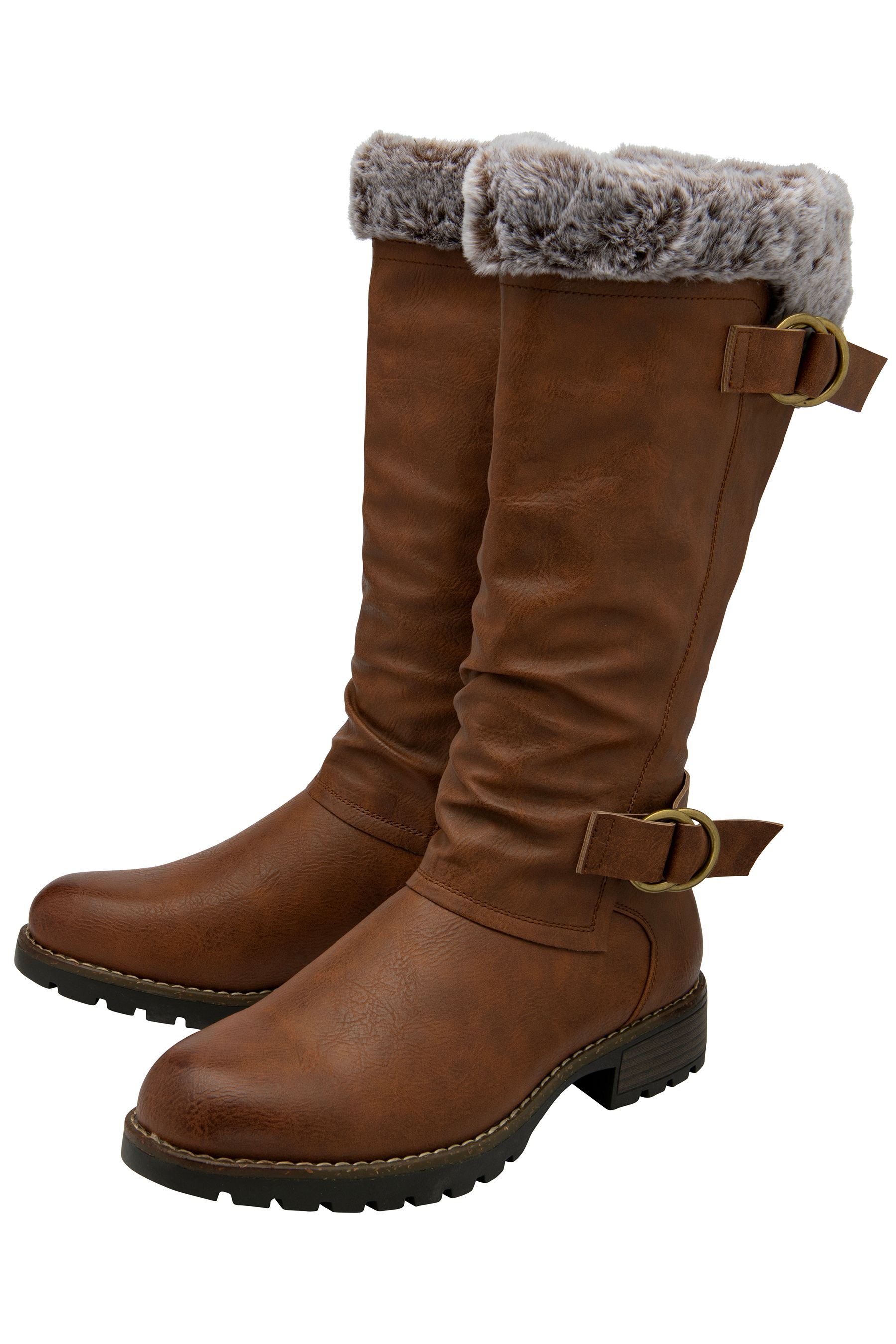 Knee high fur boots deals