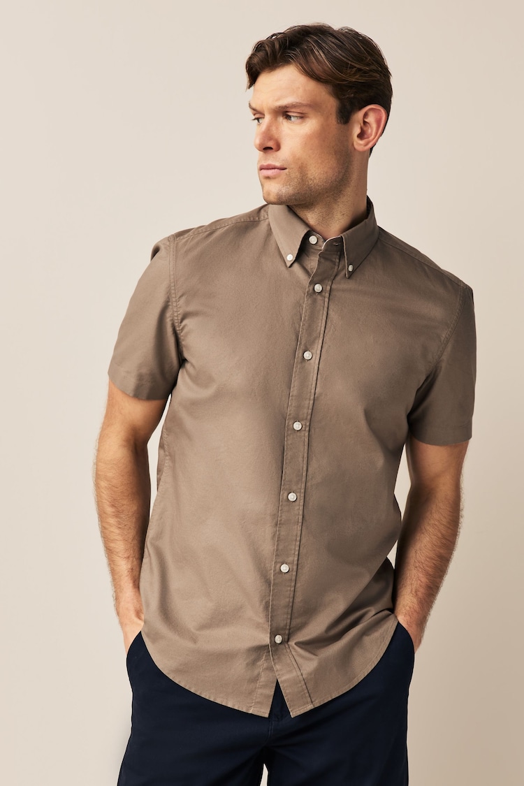 Stone Regular Fit Regular Fit Short Sleeve Oxford Shirt - Image 1 of 7