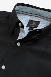 Black Slim Fit Stretch Oxford Short Sleeve Shirt - Image 8 of 9