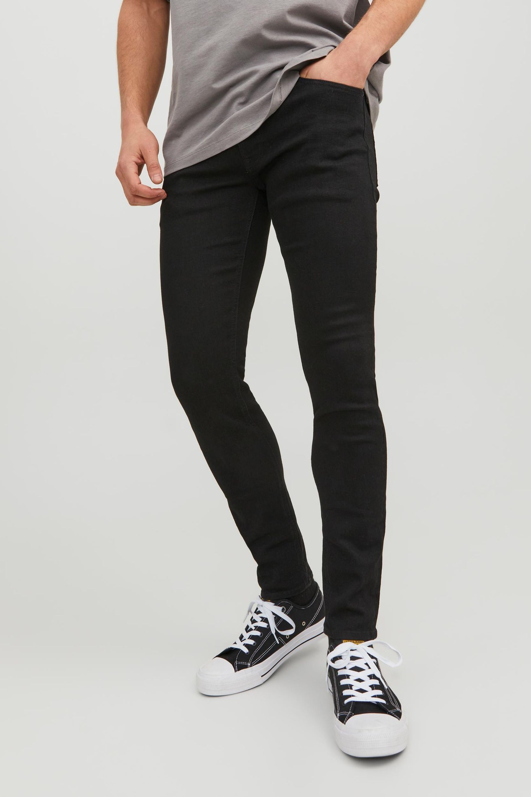 JACK JONES Black Skinny Fit Liam Jeans 34 R Mens