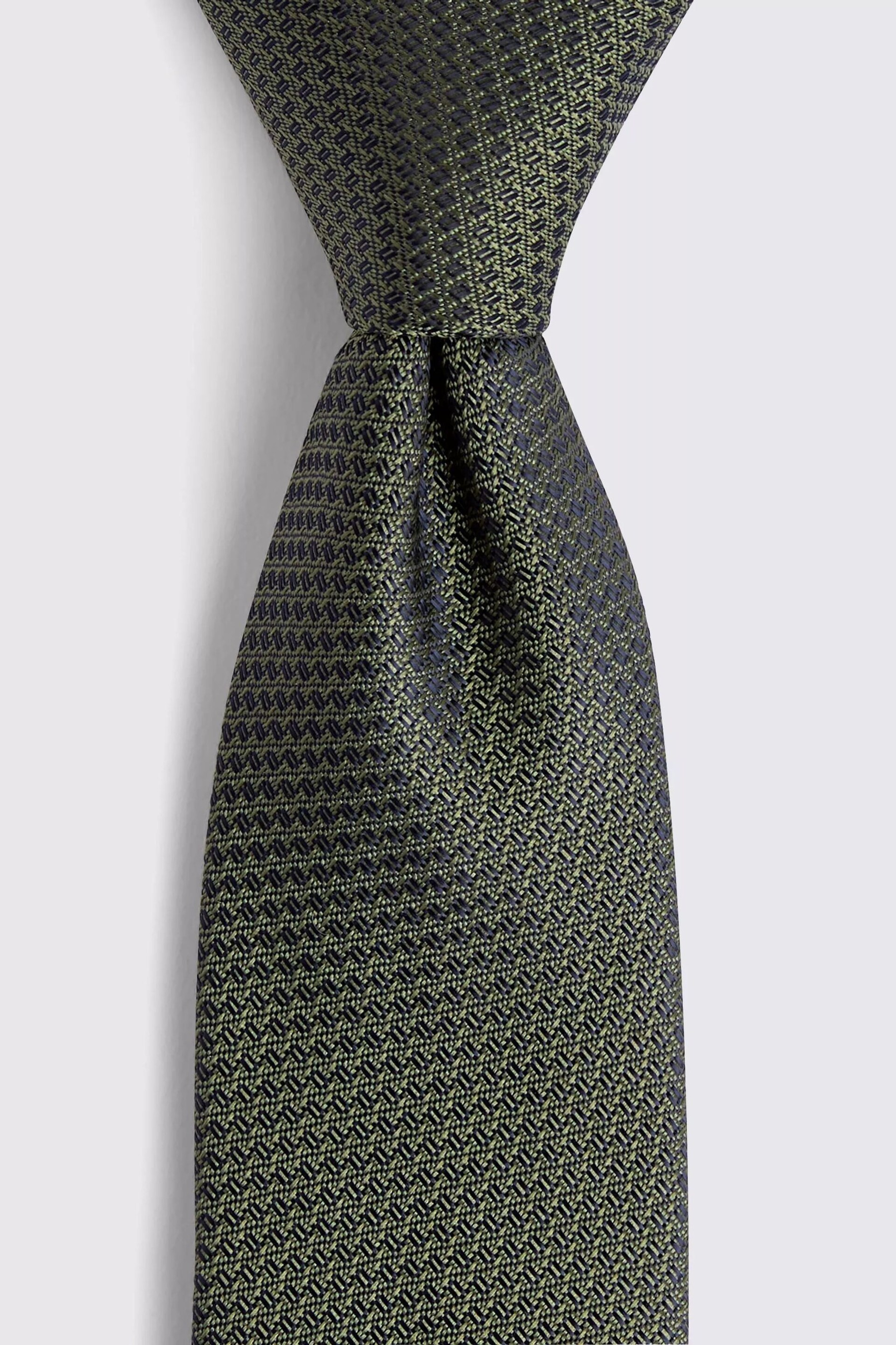 MOSS Olive Green Textured Tie - Image 2 of 2