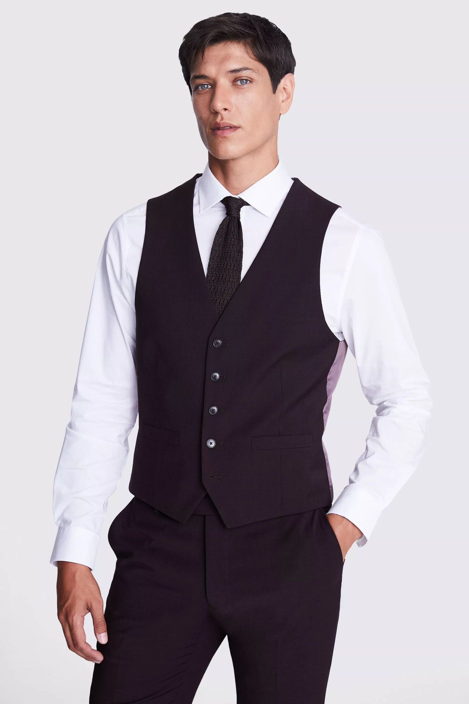 DKNY Burgundy Red Slim Fit Waistcoat - Image 1 of 2