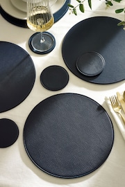 Set of 4 Navy Reversible Faux Leather Placemats and Coasters Set - Image 1 of 3