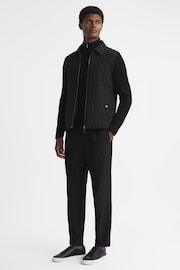 Reiss Black Tosca Hybrid Knit and Quilt Jacket - Image 3 of 5
