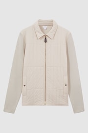 Reiss Stone Tosca Hybrid Knit and Quilt Jacket - Image 2 of 6