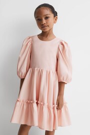 Reiss Pink Toby Teen Puff Sleeve Ruffle Mini Dress - Image 3 of 7