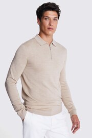 MOSS Natural Merino Blend Zip Polo Shirt - Image 1 of 5