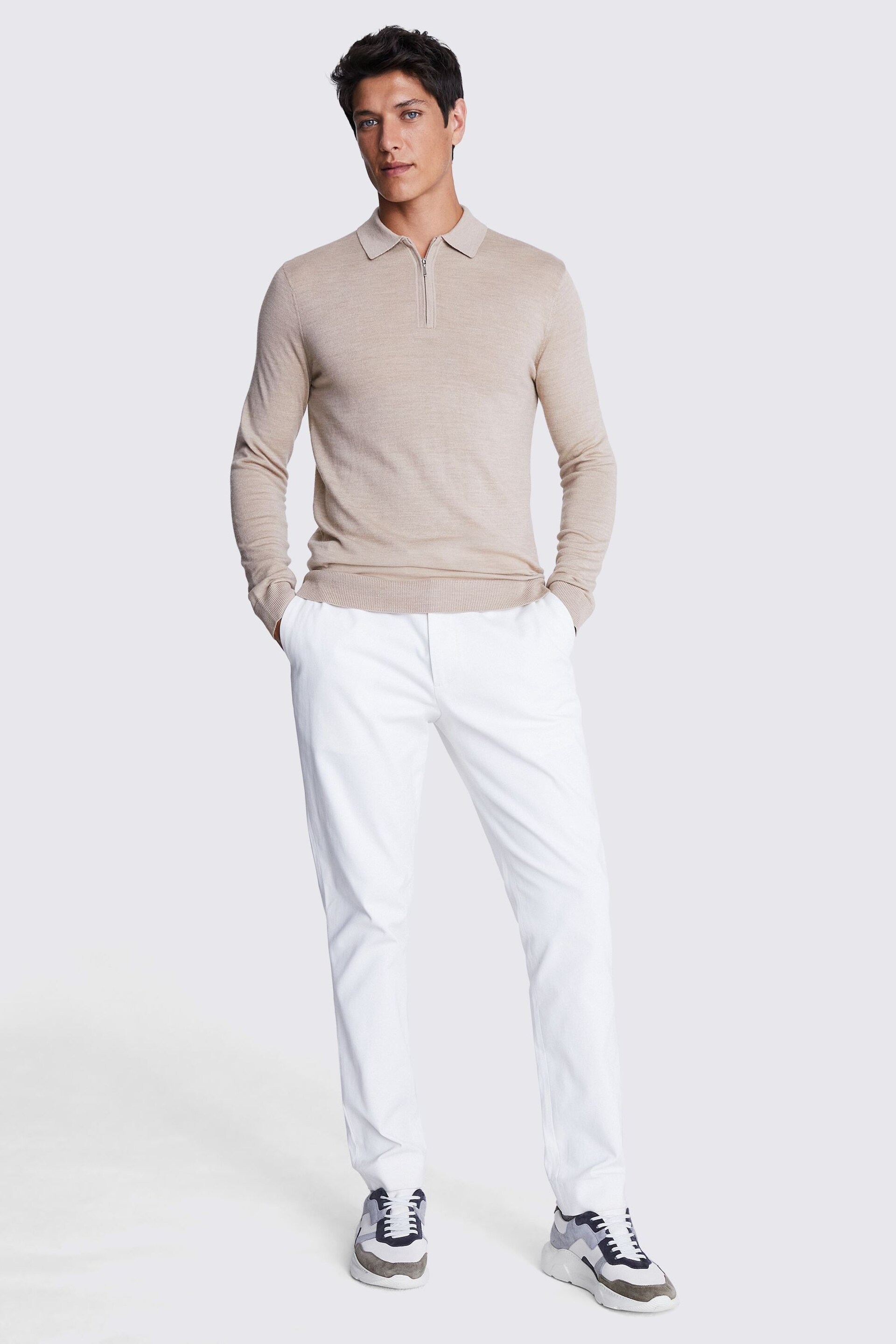 MOSS Natural Merino Blend Zip Polo Shirt - Image 2 of 5
