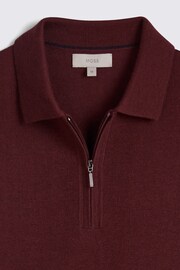 MOSS Red Merino Blend Zip Polo Shirt - Image 5 of 5