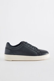Navy Blue Leather Smart Lace-Up Trainers - Image 2 of 5