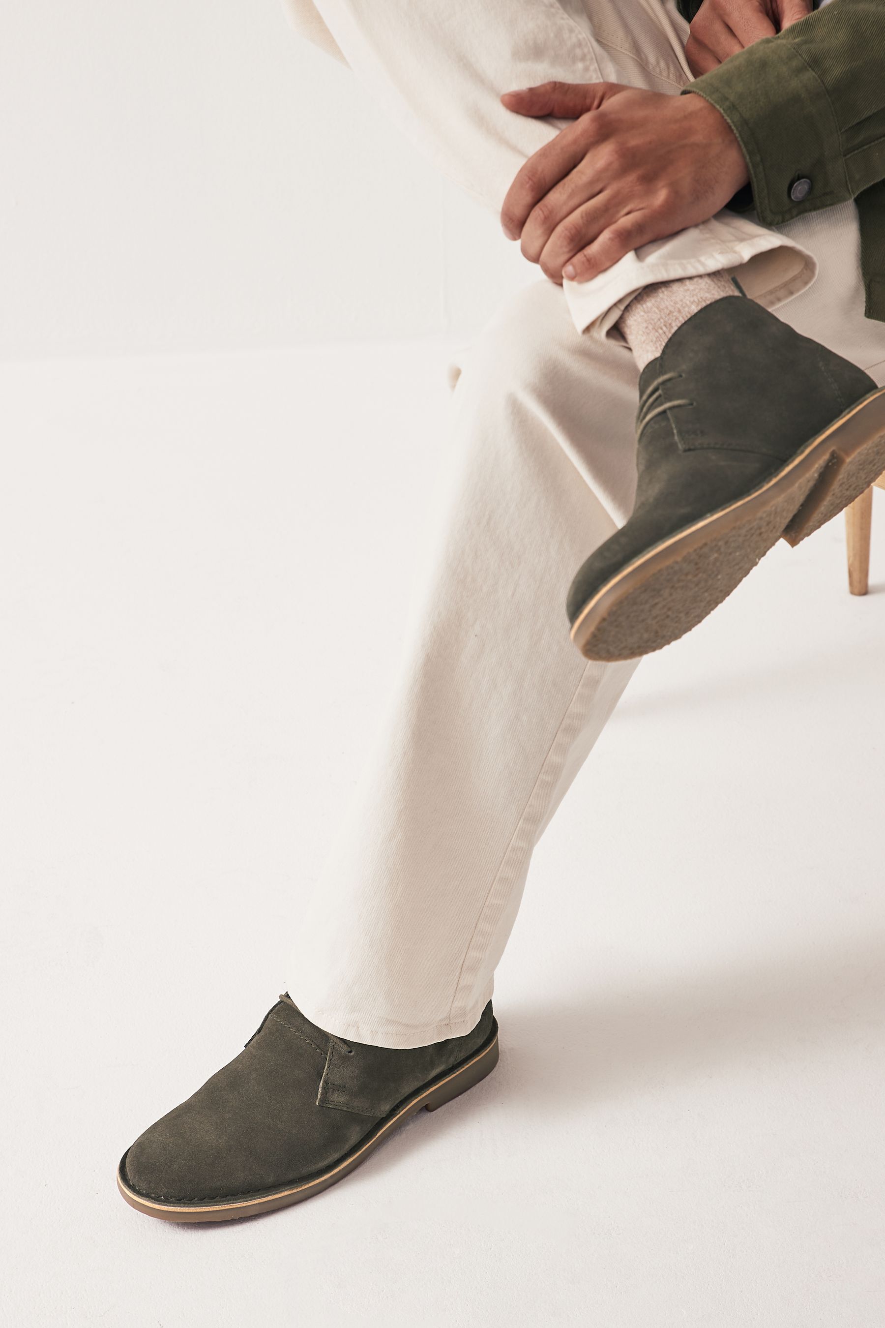 Khaki Green Suede Desert Boots