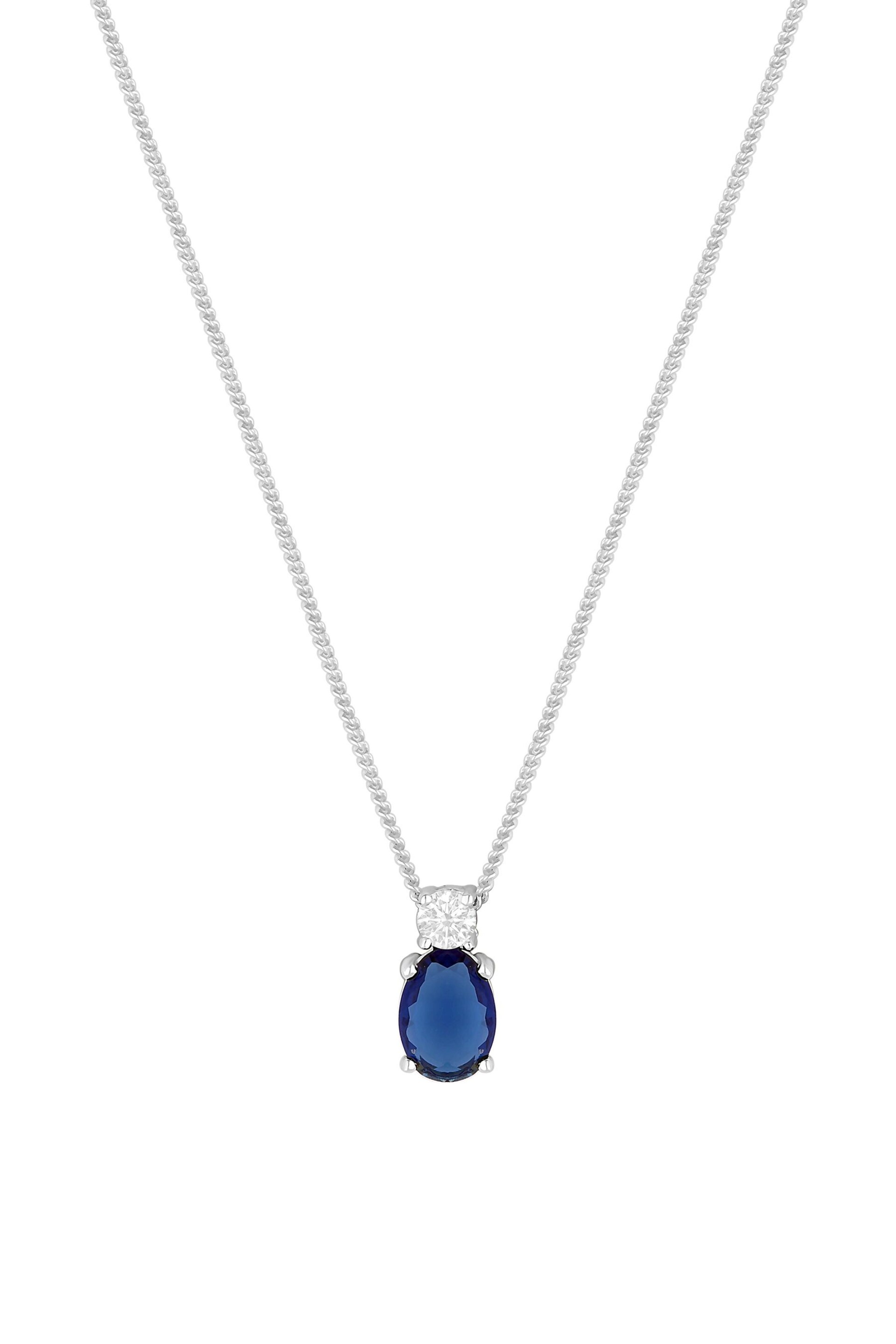 Simply Silver Sterling Silver Tone 925 Mini Sapphire Cubic Zirconia Pendant Necklace - Image 1 of 3