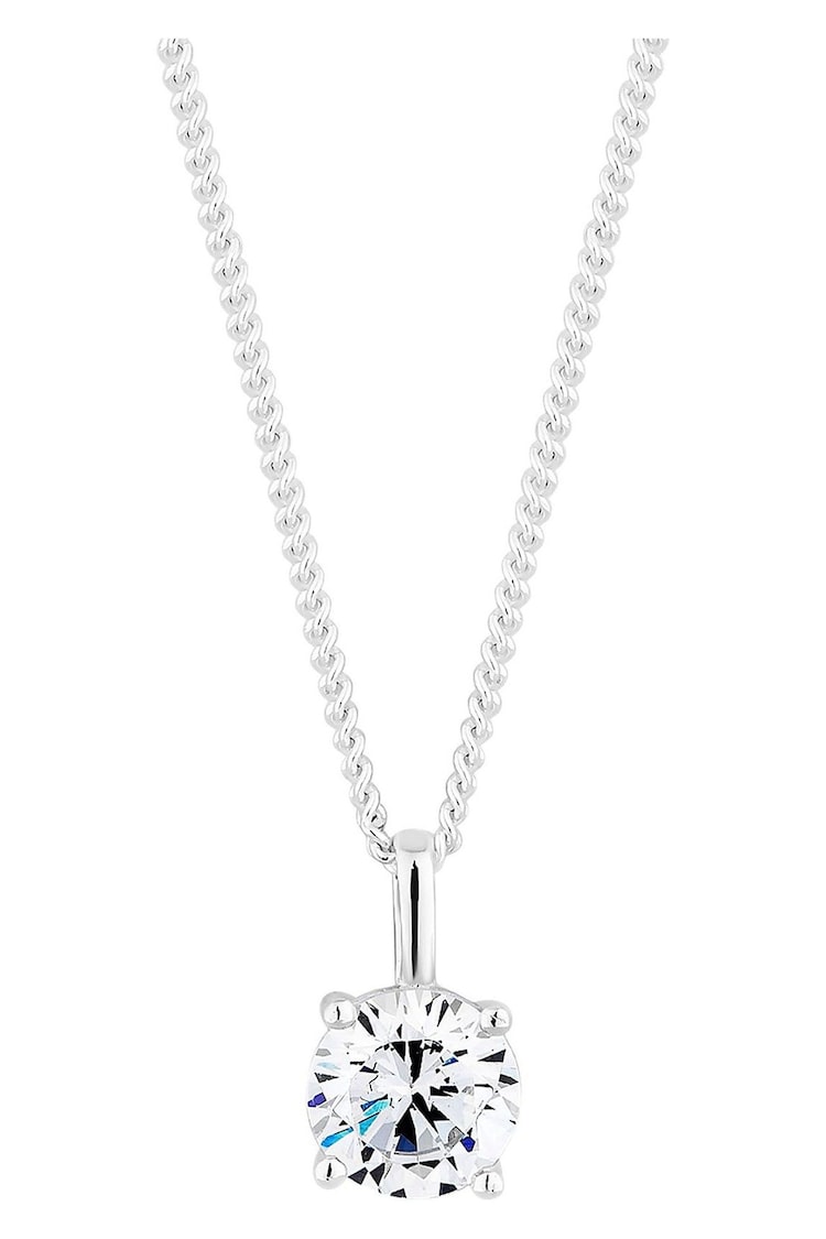 Simply Silver Sterling Silver Tone 925 Cubic Zirconia Pendant Necklace - Image 1 of 2