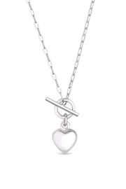 Simply Silver Sterling Silver Tone 925 Puff Heart T Bar Necklace - Image 1 of 4