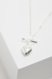 Simply Silver Sterling Silver Tone 925 Puff Heart T Bar Necklace - Image 4 of 4