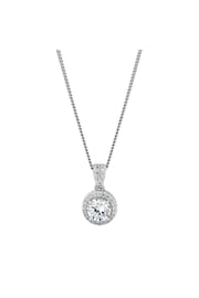 Simply Silver Sterling Silver Tone 925 White Cubic Zirconia Clara Short Pendant Necklace - Image 1 of 2