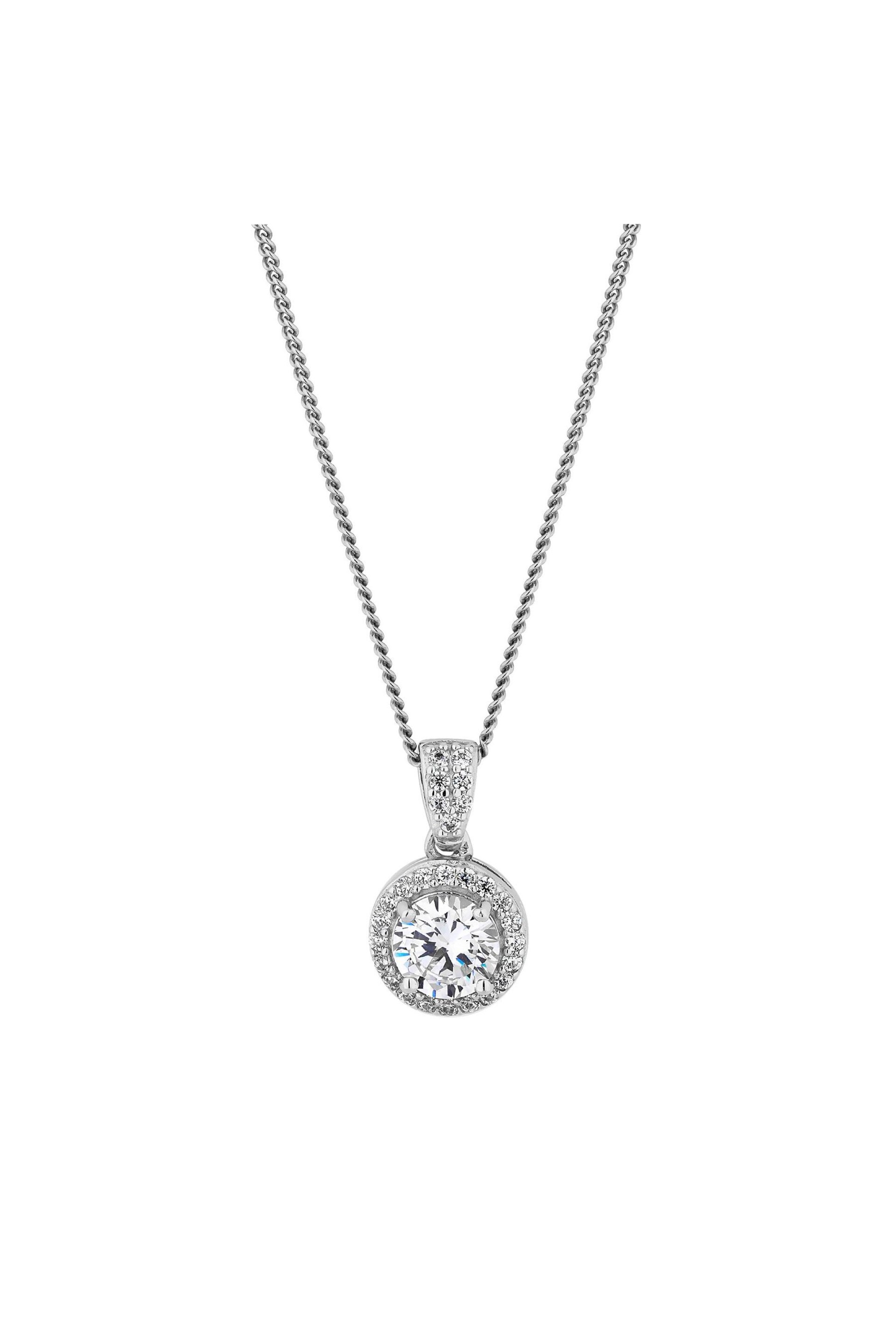 Simply Silver Sterling Silver Tone 925 White Cubic Zirconia Clara Short Pendant Necklace - Image 1 of 2