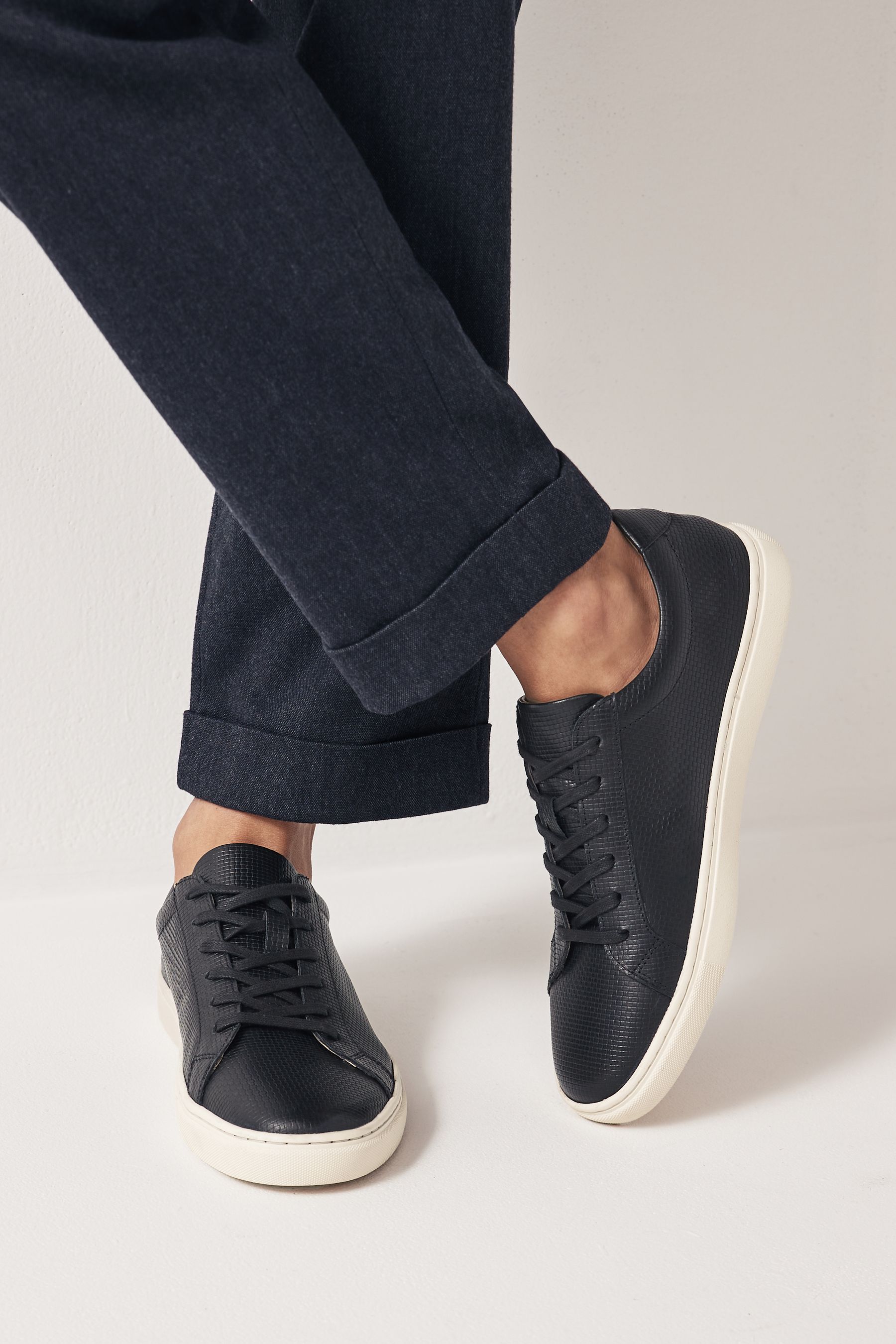 Leather upper trainers sale