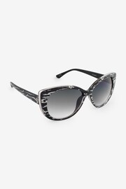 Black Zebra Print Wrap Cateye Sunglasses - Image 1 of 4