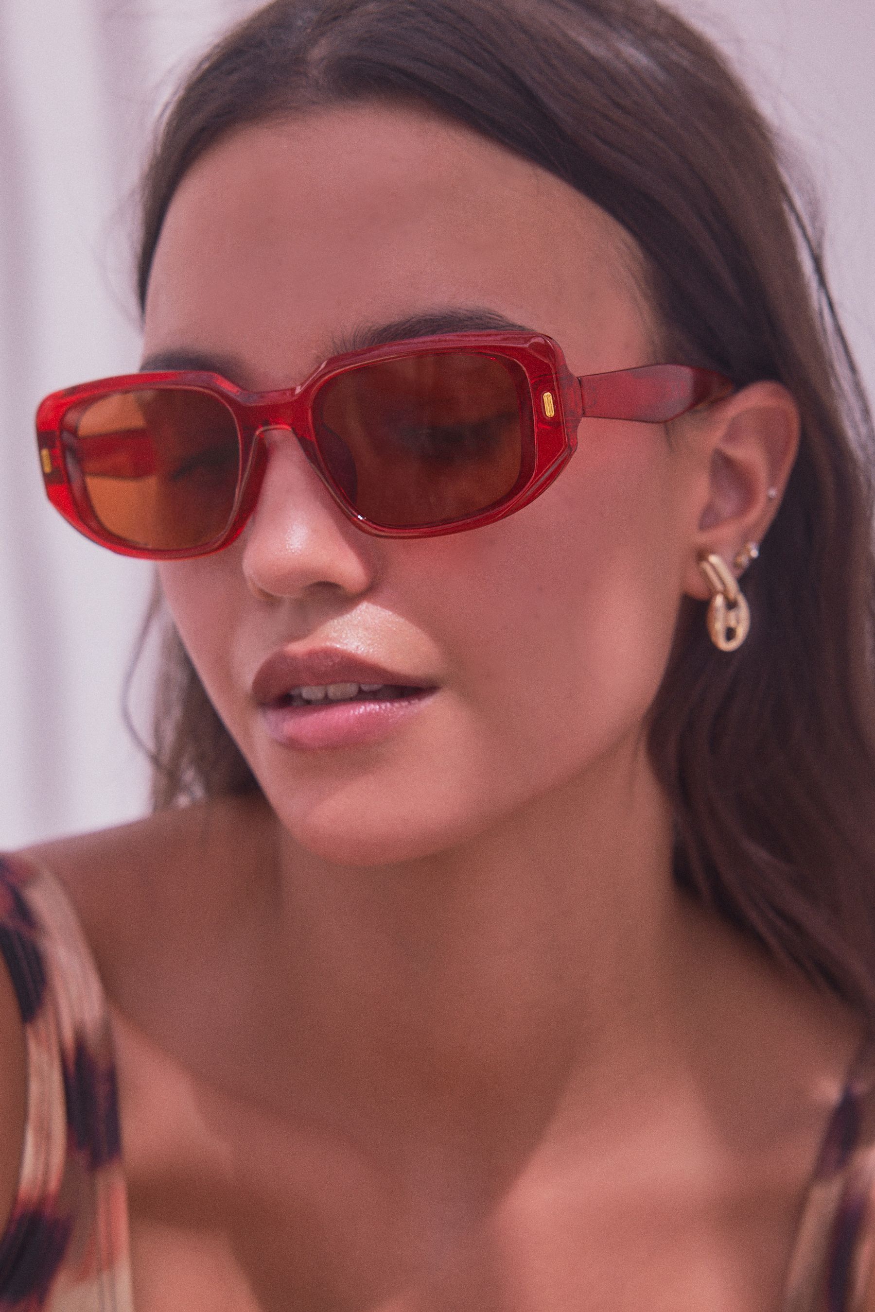 Berry Red Polarized Rectangle Sunglasses