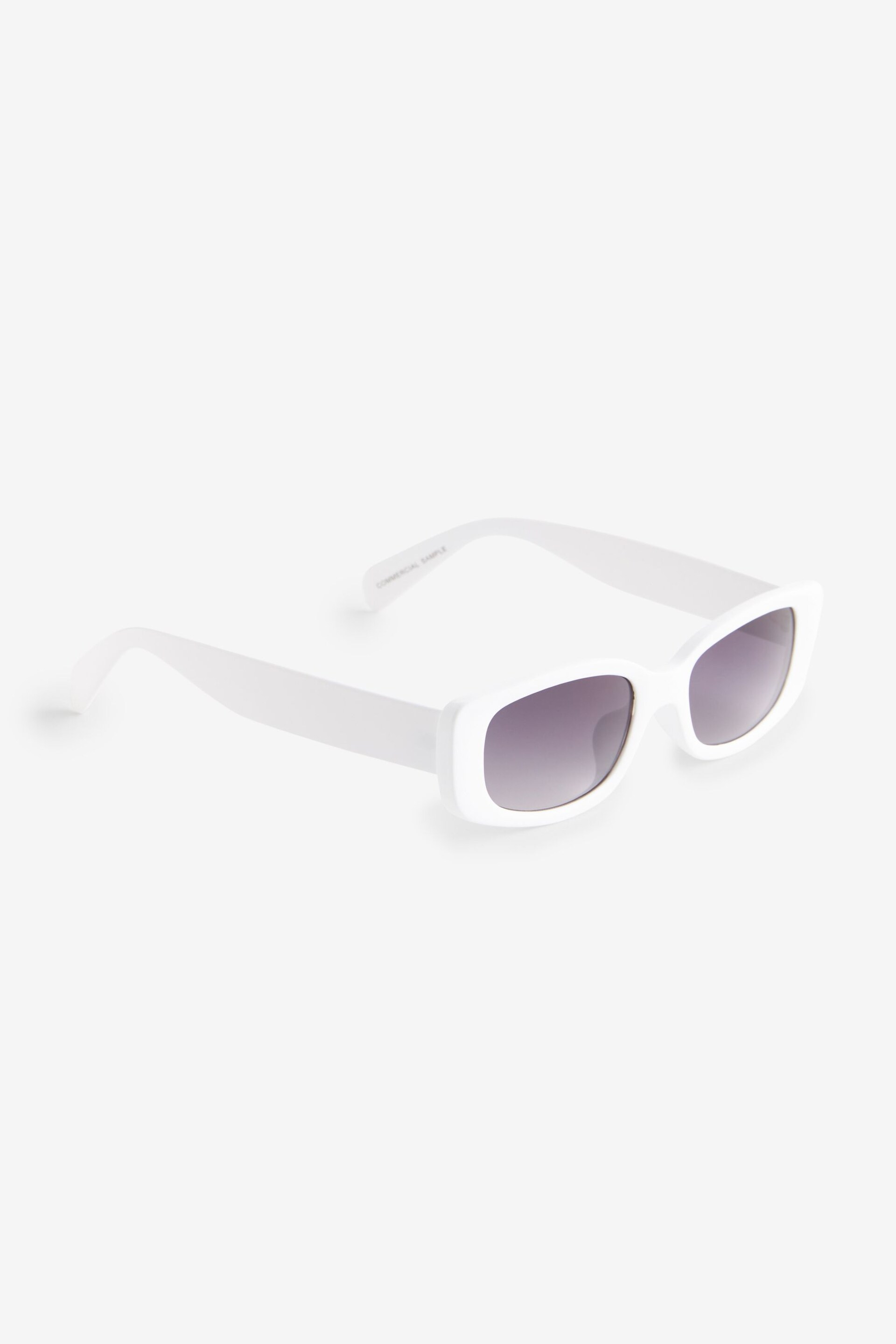 White Slim Rectangle Sunglasses - Image 3 of 5